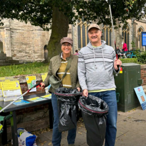 Litter picking at Alcester Food Festival